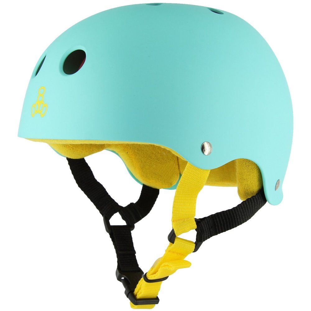 Blue and yellow safety helmet.